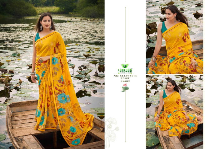 Sanskar Sadgi Casual Daily Wear Georgette Printed Saree Collection